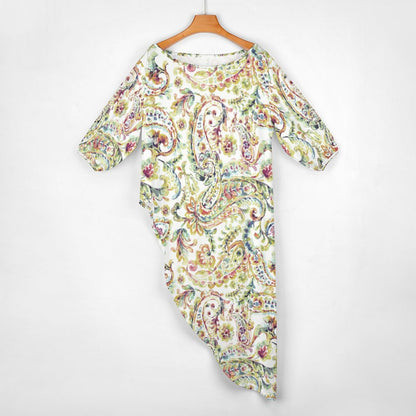 Watercolor Paisley Diagonal Shoulder Two Piece Set