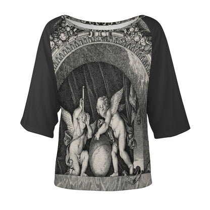 Cherubs of the constellations180gsm Women’s Off the Shoulder Half-Sleeve T-shirt BAT