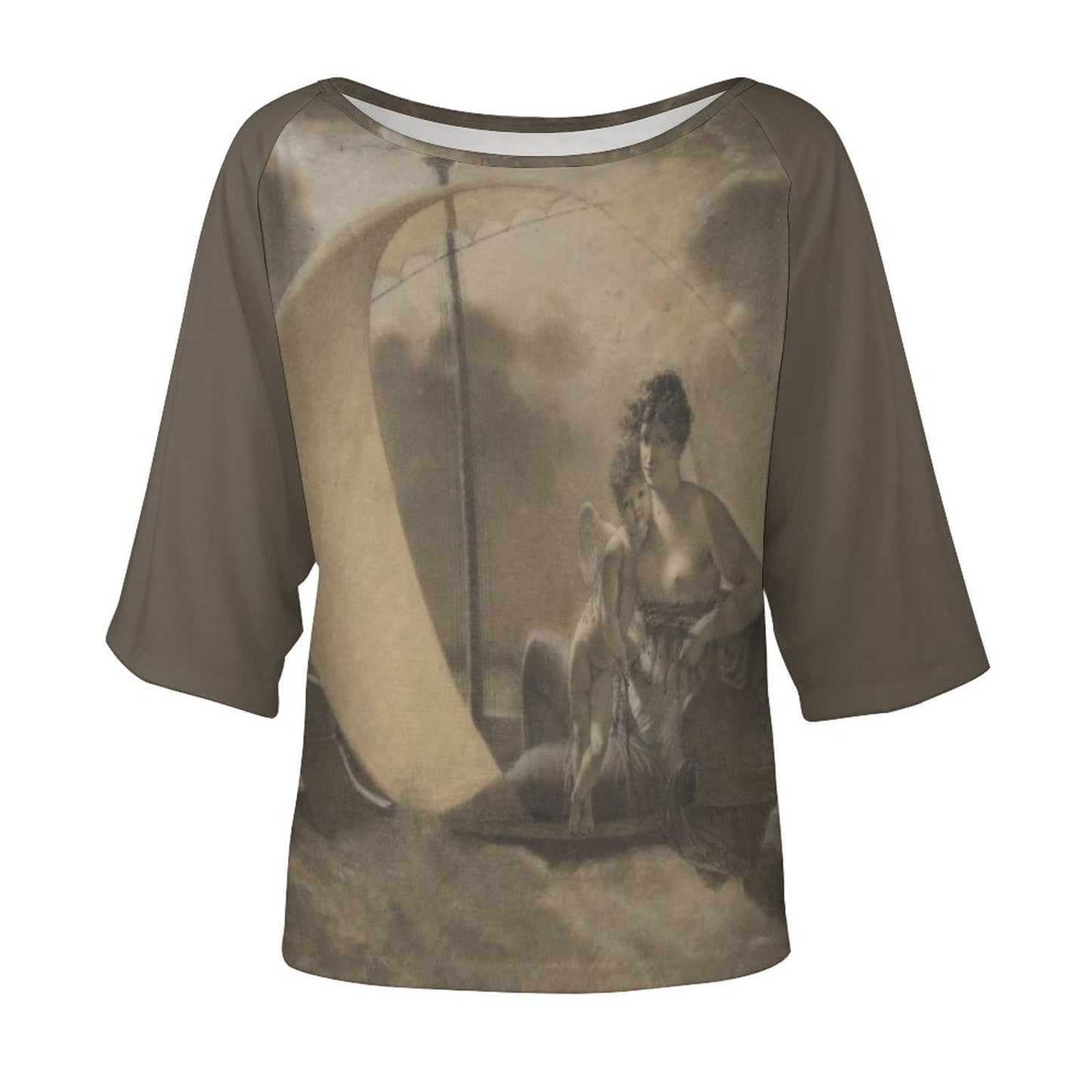 A “La Folie l'égare” (Folly Adrift), Jean-Baptiste Mallet, Circa. 1810-20, Women’s Off the Shoulder Half-Sleeve T-shirt
