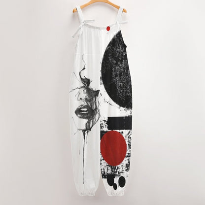 Tragic Abstract Spaghetti Strap Jumpsuit