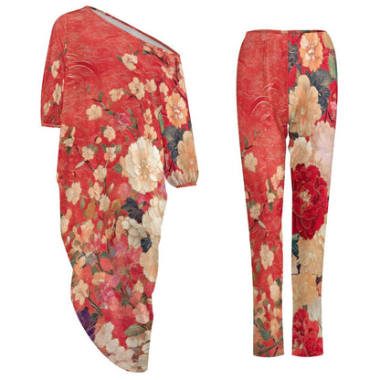 East In Bloom Diagonal Shoulder Two Piece Set