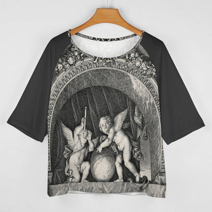 Cherubs of the constellations180gsm Women’s Off the Shoulder Half-Sleeve T-shirt BAT