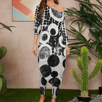 Buttons & Bobbles Diagonal Shoulder Two Piece Set