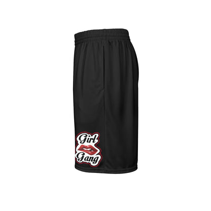 “Girl Gang” (black) Basketball Shorts With Pockets