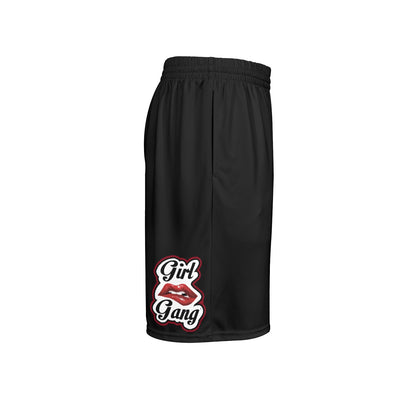 “Girl Gang” (black) Basketball Shorts With Pockets