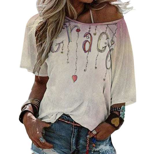 Be Grace Women’s Off the Shoulder Half-Sleeve T-shirt