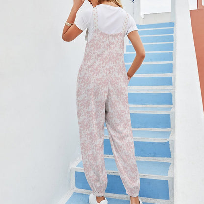 Pink & White Lace Spaghetti Strap Jumpsuit