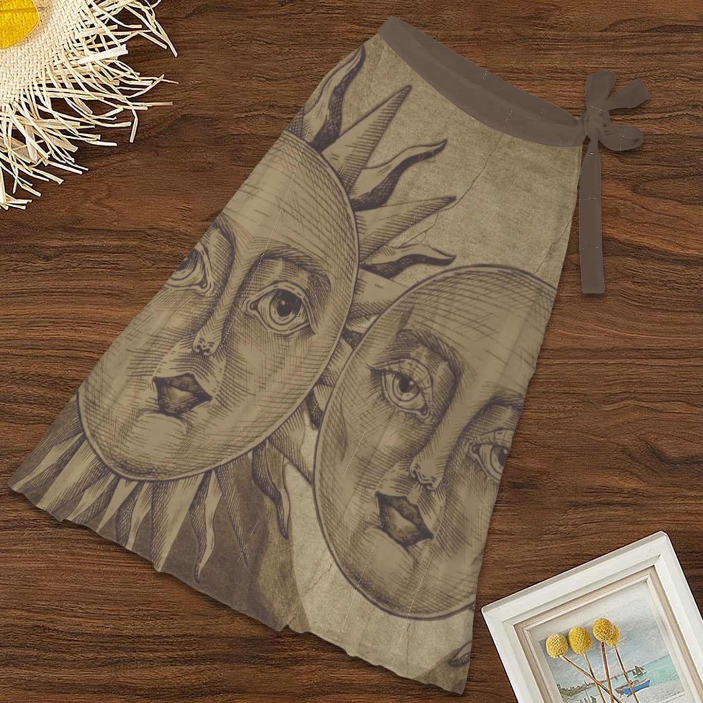 Sultry Sun & Moon Women's Long Knot Side Cover Up